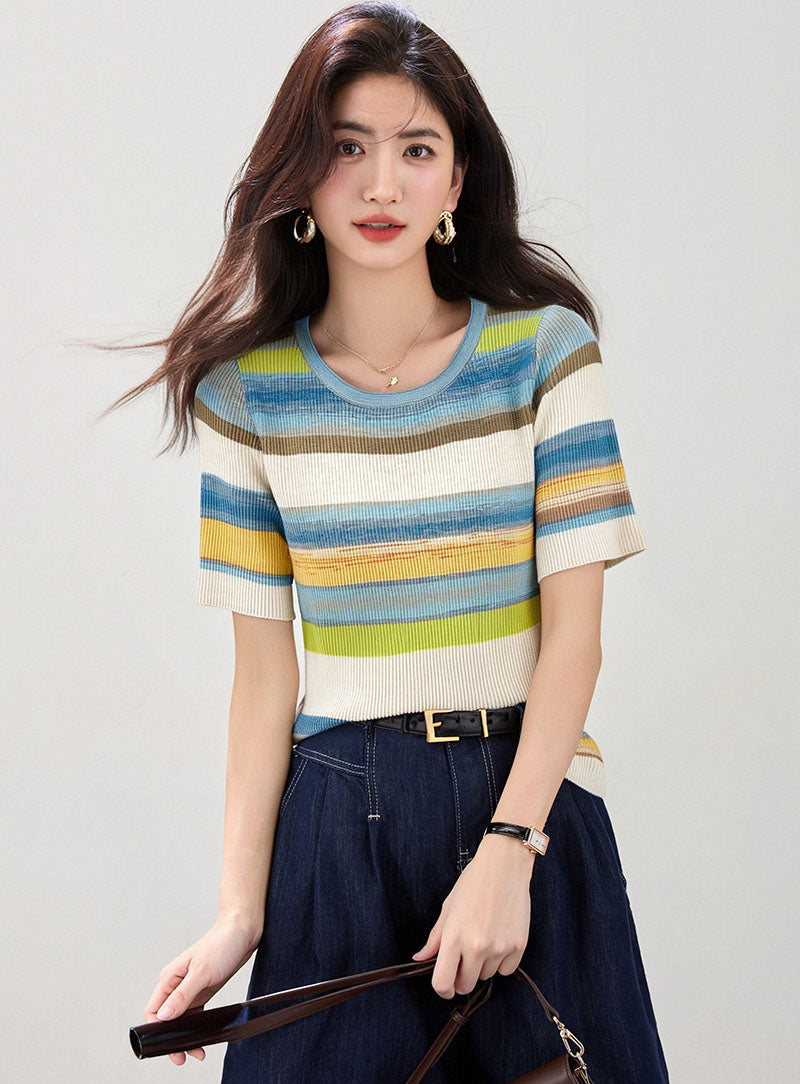 夏半袖レインボートップ