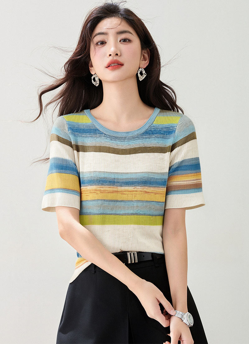 夏半袖レインボートップ