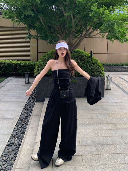 日焼け止めシャツ+バンドートップ+パンツスーツ