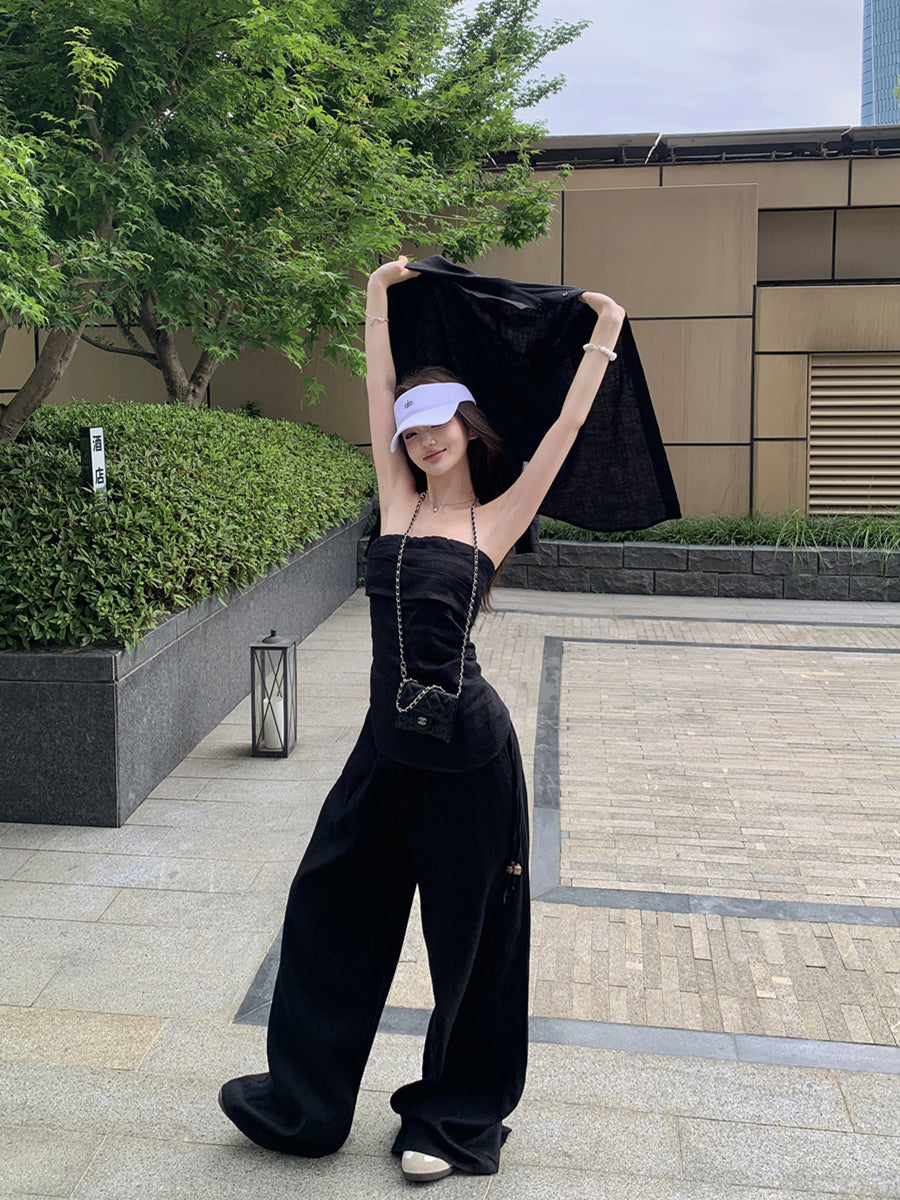 日焼け止めシャツ+バンドートップ+パンツスーツ