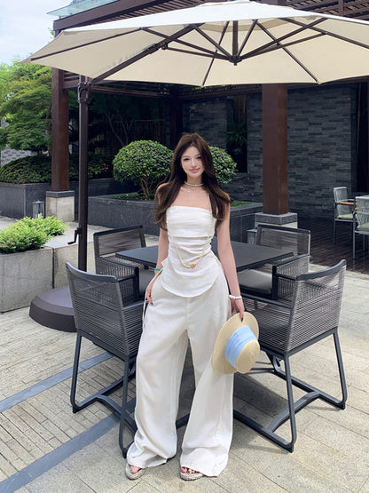 日焼け止めシャツ+バンドートップ+パンツスーツ