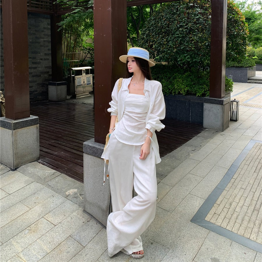 日焼け止めシャツ+バンドートップ+パンツスーツ