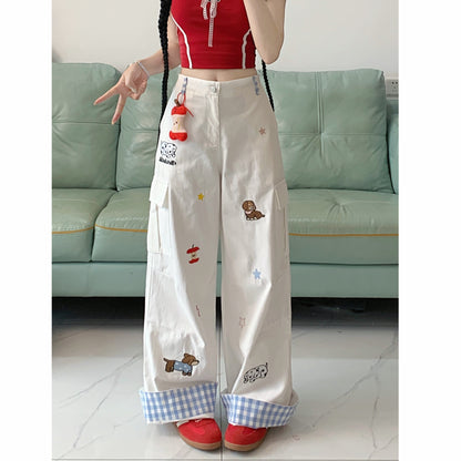 ワイドレッグストレートレッグモップパンツ