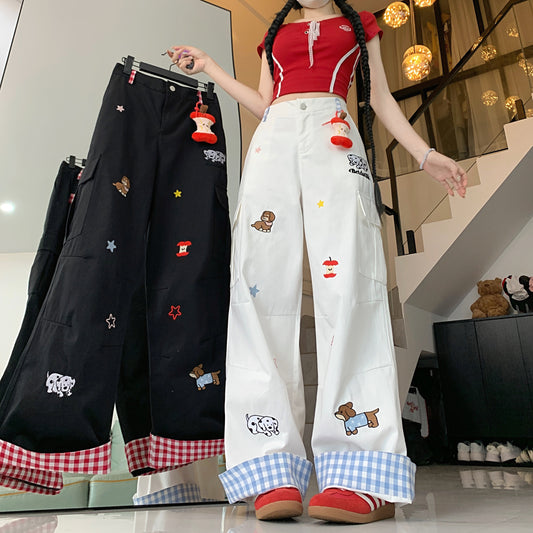 ワイドレッグストレートレッグモップパンツ