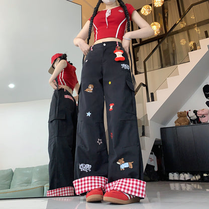 ワイドレッグストレートレッグモップパンツ