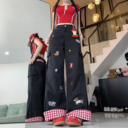 ワイドレッグストレートレッグモップパンツ