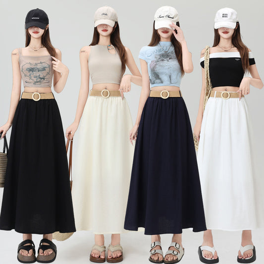 リネンのバケーションAラインスカート