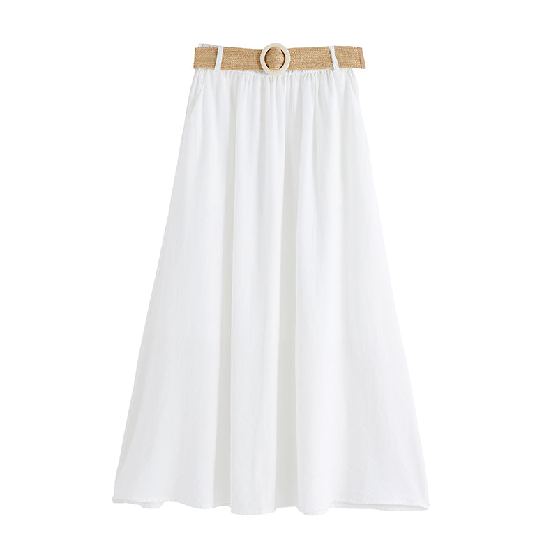 リネンのバケーションAラインスカート