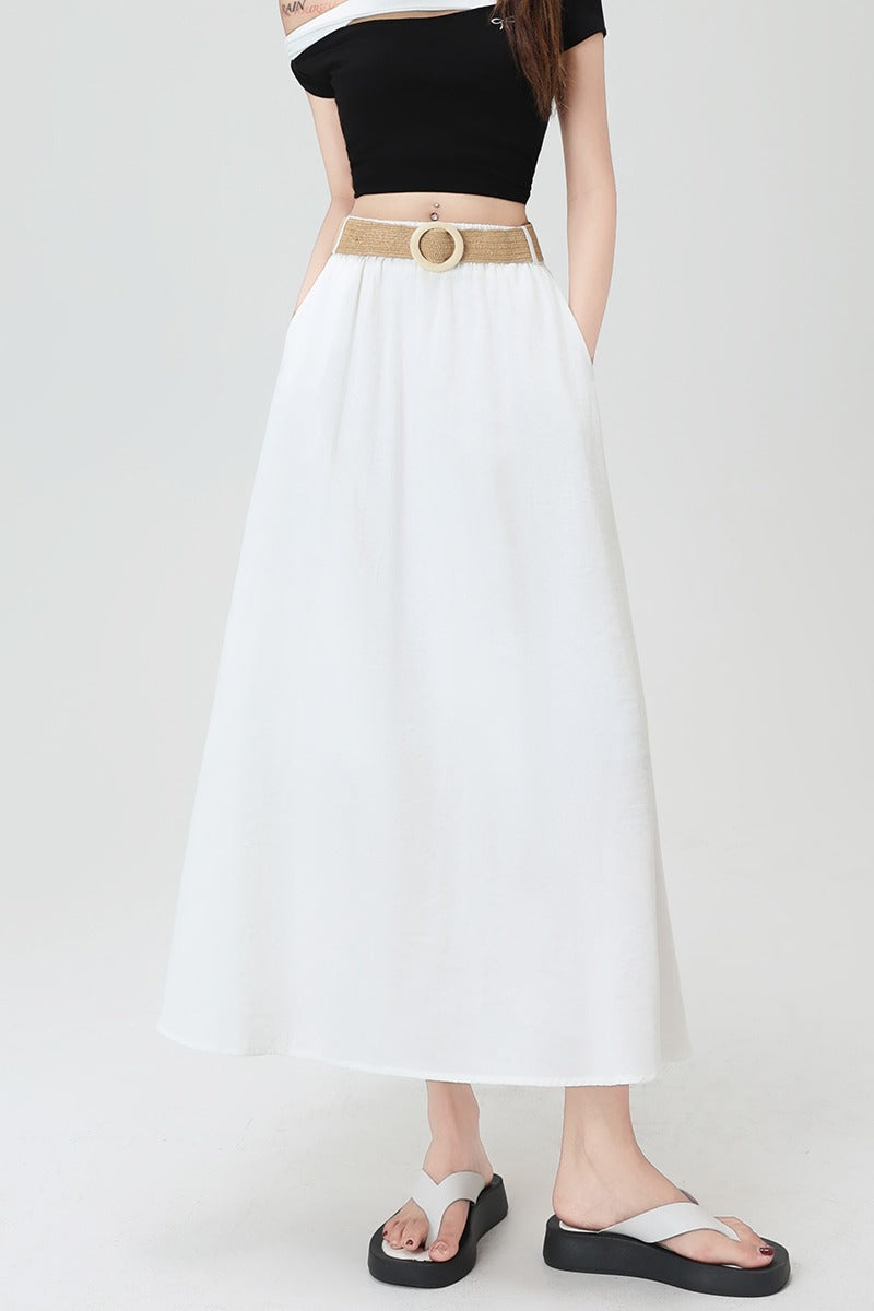 リネンのバケーションAラインスカート