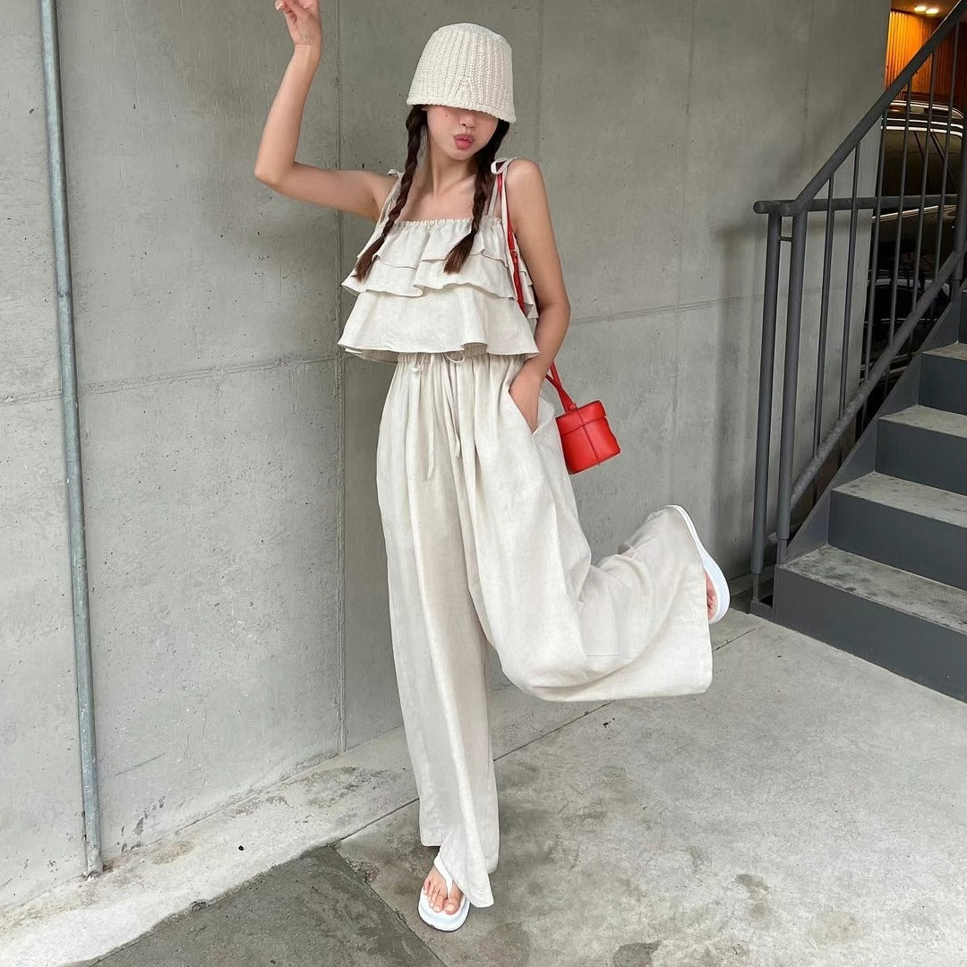 SE3 キャミソールシャツ+ハイウエストワイドレッグパンツ