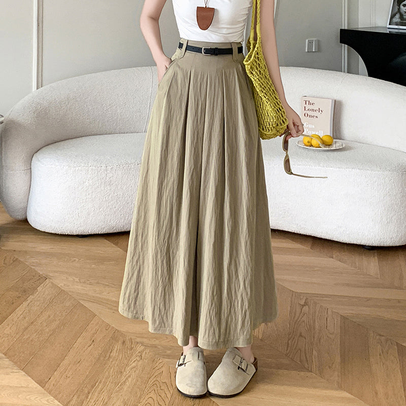 S3 ハイウエストミドル丈プリーツスカート