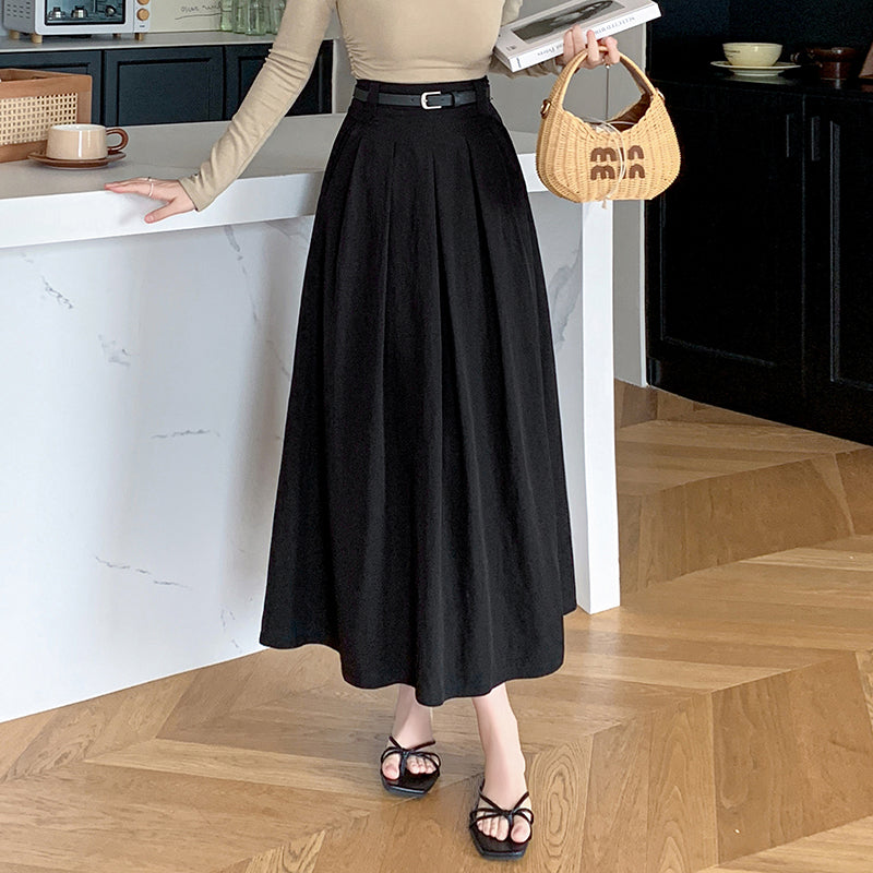 S3 ハイウエストミドル丈プリーツスカート