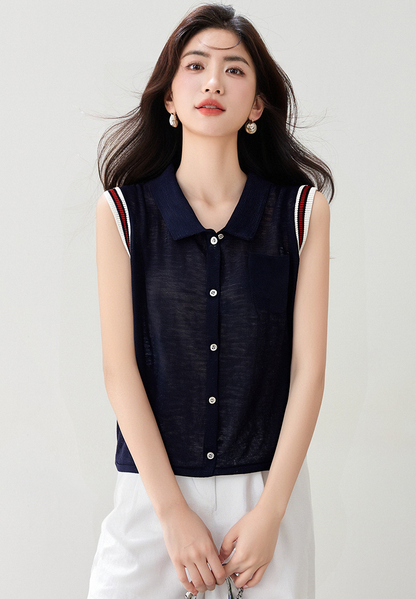 サマーホローノースリーブトップス