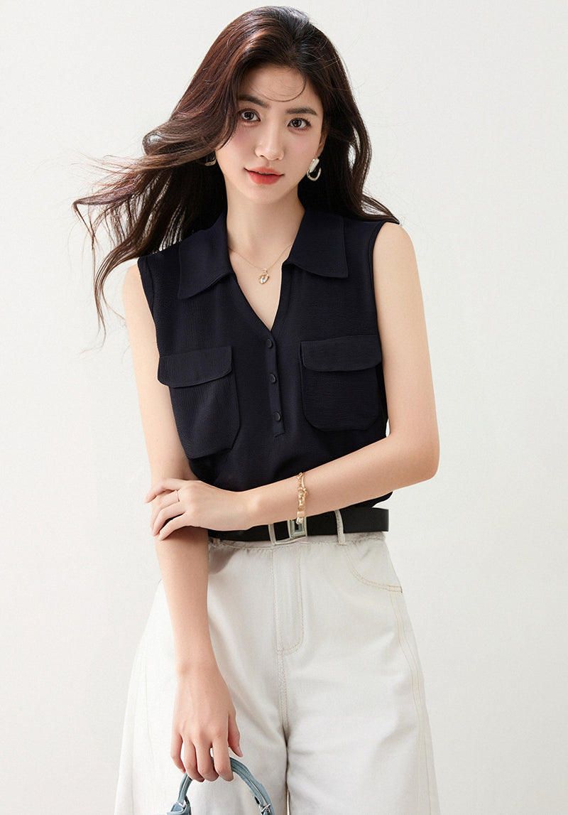 ポロニットベストトップス女性用