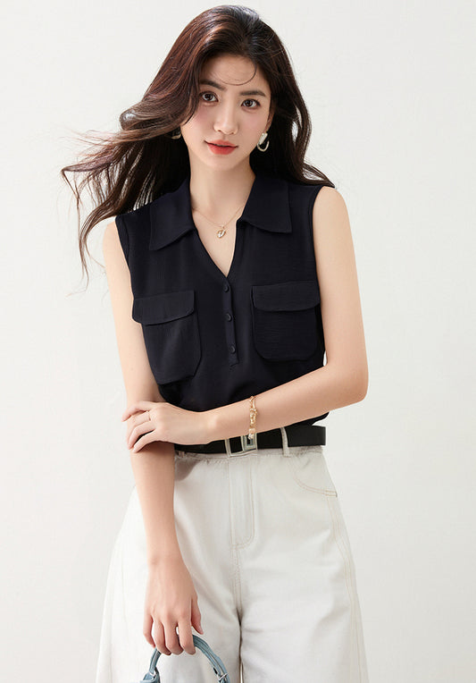 ポロニットベストトップス女性用