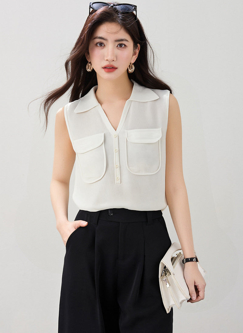 ポロニットベストトップス女性用