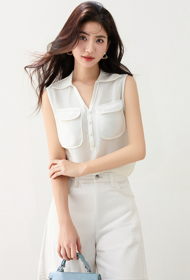 ポロニットベストトップス女性用