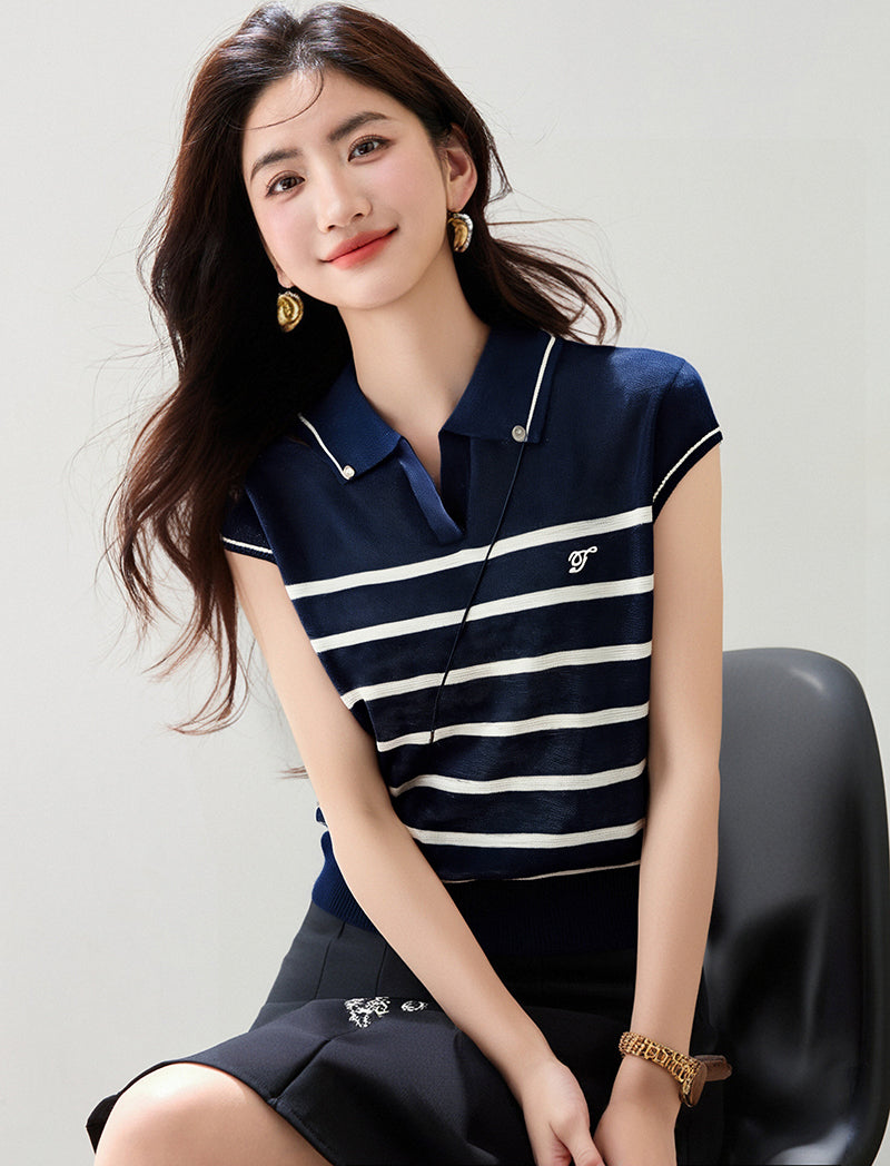 コントラストストライプセーターレディース