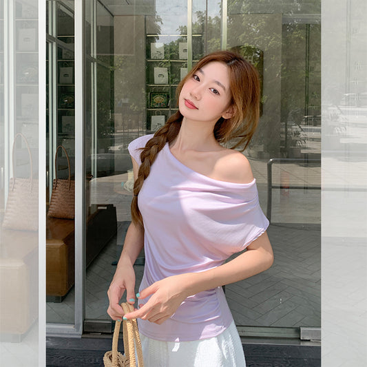 サマープリーツスリムフィットトップ