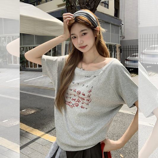 ストレートショルダーコットンTシャツ