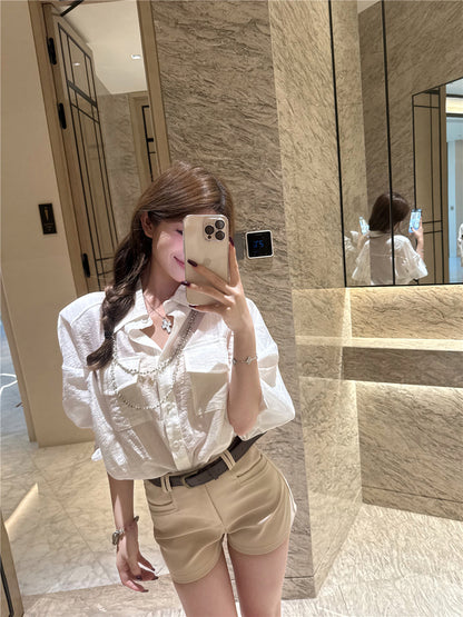 長袖ルーズシャツ+オールマッチショーツ