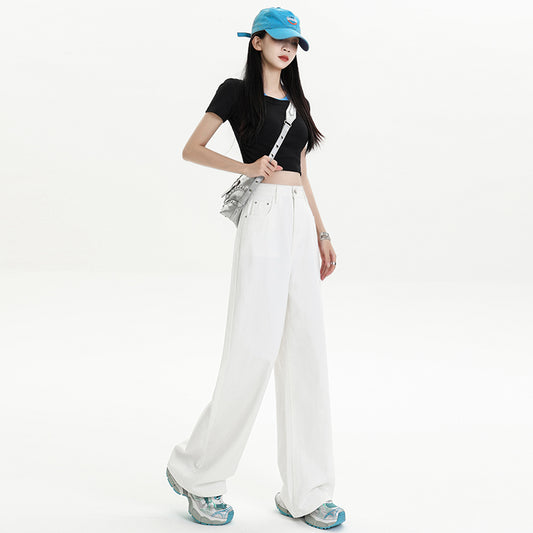 オールマッチホワイトワイドレッグジーンズ